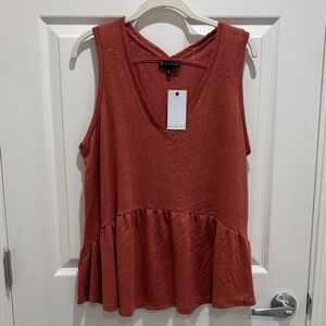 Bobeau Rust Peplum Tank Top